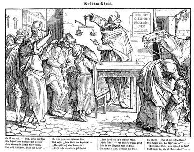 Totentanz 1848: Kuolema todistaa, että kaikki ihmiset ovat tasa-arvoisia tekijältä Alfred Rethel