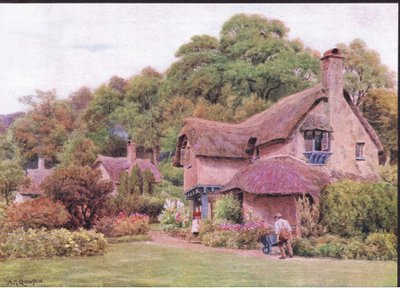 Almshouses, Selworthy Green, Somerset, The Cottages and the Village Life of Rural England julkaisija Dent & Sons Limited tekijältä Alfred Robert Quinton