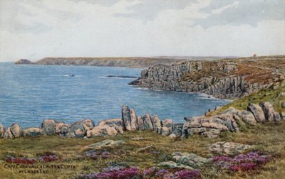 Cape Cornwall ja luolat ja kalliot Lands Endissä tekijältä Alfred Robert Quinton