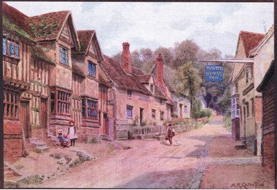 Taloja, joissa entiset kutojat, Kersey, Suffolk, asuivat Dent & Sons Limitedin julkaisemasta The Cottages and the Village Life of Rural England -julkaisusta tekijältä Alfred Robert Quinton