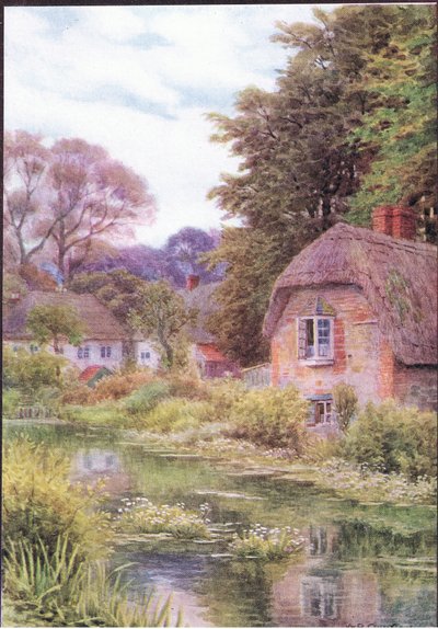 On the Avon at Lake, lähellä Salisburya, The Cottages and the Village Life of Rural England, julkaisija Dent & Sons Limited tekijältä Alfred Robert Quinton