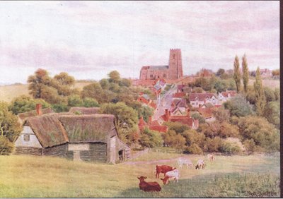 The Church on the Hill, Kersey, Suffolk, julkaisusta The Cottages and the Village Life of Rural England, Dent & Sons Limited, 1912. tekijältä Alfred Robert Quinton
