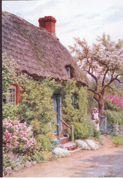 The Cottage Door, Elmley Castle, Worcester, The Cottages and the Village Life of Rural England julkaisija Dent & Sons Limited tekijältä Alfred Robert Quinton
