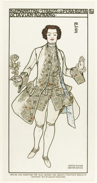 Pukusuunnittelu Richard Straussin oopperaan Der Rosenkavalier Ruusun ritari, 1910 tekijältä Alfred Roller