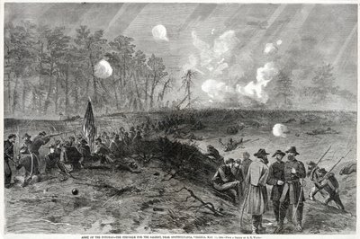 Potomacin armeija - Taistelu tärkeimmistä, lähellä Spottsylvaniaa, Virginia. 12. toukokuuta 1864, Harpers Weekly, pub. 1864 tekijältä Alfred Rudolph Waud