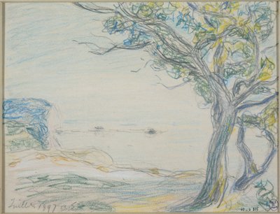 Puita meren rannalla tekijältä Alfred Sisley