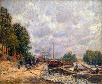 Proomut Billancourtissa, 1877. tekijältä Alfred Sisley