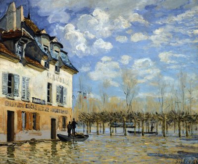 Vene tulvassa Port-Marlyssa (Port-Marly) (öljy kankaalle tekijältä Alfred Sisley