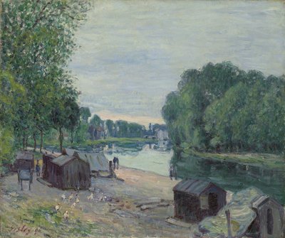 Mökit Loingin reunalla; Cabanes au bord du Loing, 1896 tekijältä Alfred Sisley