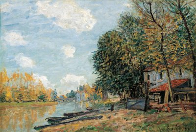 Moret: Loing-joen rannat, 1877. tekijältä Alfred Sisley