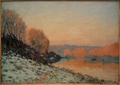Lunta Port-Marlyssa, valkoista huurretta tekijältä Alfred Sisley