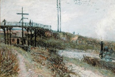 Jalankulkusilta rautatien yli Sevresissä, n. 1879 tekijältä Alfred Sisley