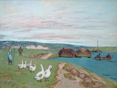 Hanhetyttö (pastelli) tekijältä Alfred Sisley