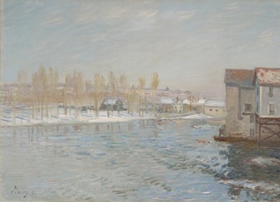 The Loing and the Mills of Moret, Snow Effect, 1891 tekijältä Alfred Sisley