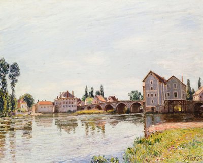 Loing Pont de Moretin alla, 1892 tekijältä Alfred Sisley