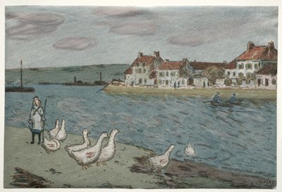 Joen ranta tai hanhet tekijältä Alfred Sisley