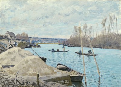 Seine Port-Marlyssa, hiekkakasat, 1875 tekijältä Alfred Sisley