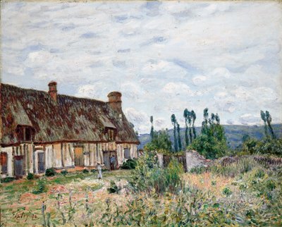 Hylätty olkikattoinen mökki, 1894 tekijältä Alfred Sisley