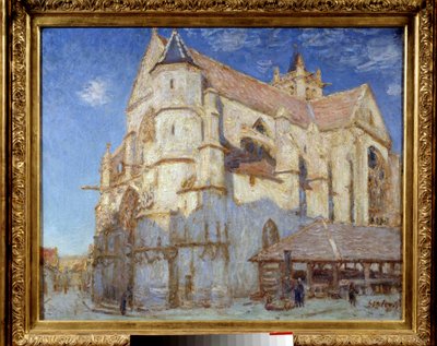 Moretin kirkko (Moret-sur-Loing tai Moret sur Loing). Alfred Sisleyn (1839 - 1899) maalaus tekijältä Alfred Sisley