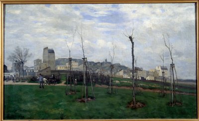 Näkymä Montmartresta otettu kukkakaupungista Batignollesissa Alfred Sisleyn (1839-1899) maalaus 1869 su. 0,7x1,17 m Grenoble, Musee des Beaux Arts tekijältä Alfred Sisley