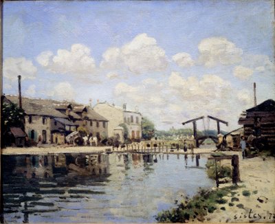 Näkymä St Martin Canalille vuonna 1872. Näkymä sulkulta - öljy kankaalle tekijältä Alfred Sisley