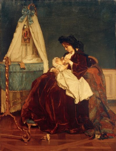 Alfred Stevens, taiteilijan vaimo ja poika Léopld tekijältä Alfred Emile Stevens