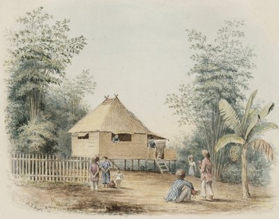 Kotitalo Manilan lähellä, 1842 (wc, jossa kynä & mustetta kermanvärisellä paperilla) tekijältä Alfred Thomas Agate