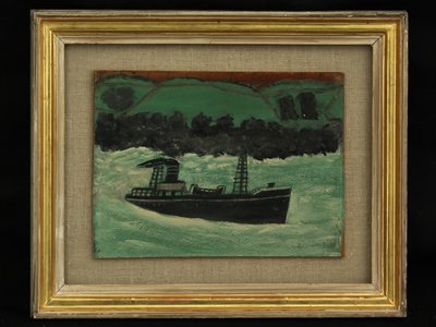 Troolari Cornish Coastin edustalla, n. 1928 tekijältä Alfred Wallis