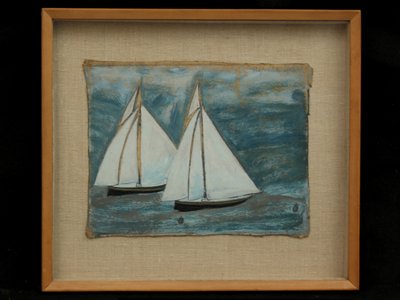 Kaksi purjevenettä, n. 1930 tekijältä Alfred Wallis
