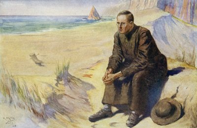 Isä Damien, belgialainen katolinen lähetyssaarnaaja, matkalla spitaaliseen siirtokuntaan Molokailla, Havaijilla, 1873-1889 tekijältä Alfred Wallis Mills