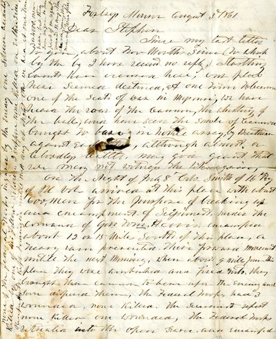 [Alfred Warnerin kirje] Stephenille 3. elokuuta 1861 tekijältä Alfred Warner