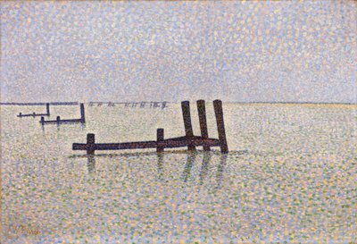 ""Näkymä Englannin kanaalille Nieuportissa (Nieuwpoort) Belgiassa"" Alfred William (Willy) Finchin (1854-1930) maalaus noin 1889, pointillismi - Lontoo, Kansallisgalleria tekijältä Alfred William Finch