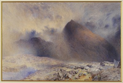 Mount Snowdon Clearing Pilvien läpi, 1857 (wc ja kynä paperilla) tekijältä Alfred William Hunt