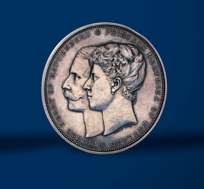 Prinsessa Beatricen ja Battenbergin prinssi Henryn avioliiton muistomitali, 1885 (hopea) (kuvan 419675 kääntöpuoli) tekijältä Alfred and Wyon, Joseph Shephard Wyon
