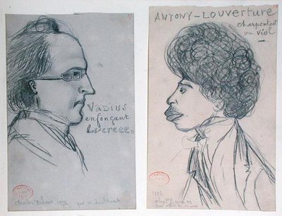 Charles Nodierin (1780-1844) tai Gustave Planchen (1808-57) ja Alexandre Dumas Peren (1802-70) muotokuvat. tekijältä Alfred de Musset