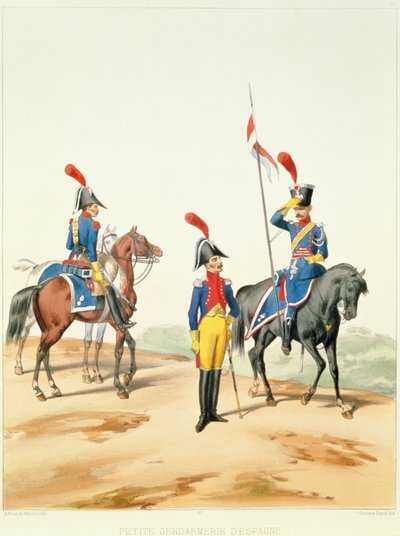 Ranskan joukot, kaiverrus Gustave David (1824-91) 1810 tekijältä Alfred de after Marbot
