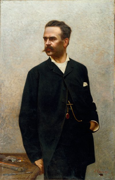 Taidemaalari Niccolo Barabinon (1832-1897) muotokuva Alfredo Luxoron (s. 1859-1918) maalaus 1800-luvun aurinko. 124x80 cm geenit Nervi, Gallery of Modern Art, inv. 0996 tekijältä Alfredo Luxoro