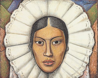 Tehuana, n. 1930 (guassi ja värikynä paperilla) tekijältä Alfredo Ramos Martinez