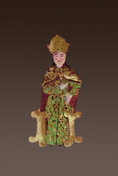Unkarin kuningas Lajos II 1506-26 neuvostossa ennen Mohacin taistelua vuonna 1526, 1558 muste ja kultalehti vellumyksityiskohta 290004 tekijältä Ali Amir Beg