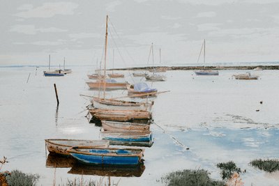 Boote im Leigh-Hafen, 2018 von Alice Gur-Arie