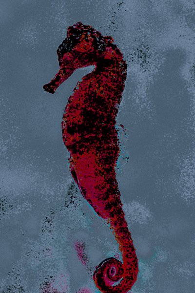 Merihevonen, 2018 (käsin maalattu valokuva) tekijältä Alice Gur-Arie