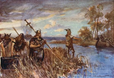 Tanskalaiset ryöstivät ja polttivat Elyn (väri litho) tekijältä Allan (after) Stewart