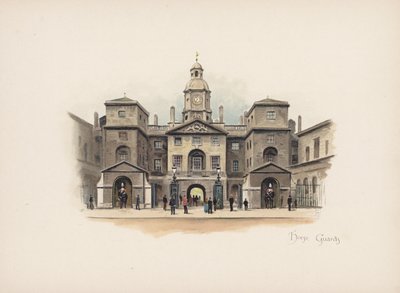 Tuttu Lontoo: Horse Guards (värilitografia) tekijältä Allan F. Barraud
