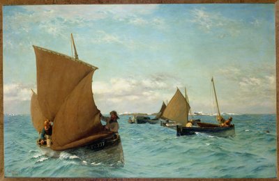 Luggers poimimassa kiinnityspaikkoja, 1886 tekijältä Allan J. Hook