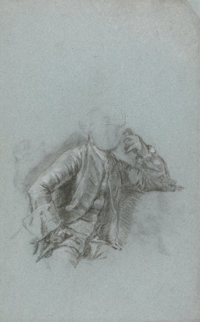 Tutkimus istuvan herrasmiehen muotokuvaa varten (liitu ja kanto sinisellä paperilla) tekijältä Allan Ramsay