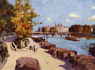 Pariisi: Seine ja Ile de la Cite Pont du Carrouselista (värilitho) tekijältä Allan Stewart