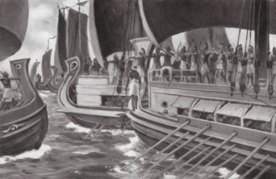 Historian ensimmäinen meritaistelu (litografia) tekijältä Allan Stewart