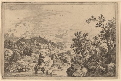 Suuri kivi, joka ulkonee joesta, luultavasti n. 16451656. tekijältä Allart van Everdingen