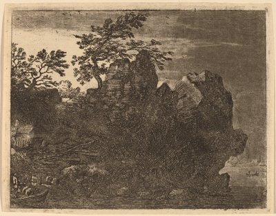 Suuri kivi joella, luultavasti n. 16451656. tekijältä Allart van Everdingen