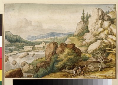 ""Maisema kolmen ratsumiehen kanssa"" (Maisema kolmen ratsumiehen kanssa) Akvarelli: Allaert Pietersz van Everdingen (1621-1675) Pushkin-museo, Moskova tekijältä Allart van Everdingen
